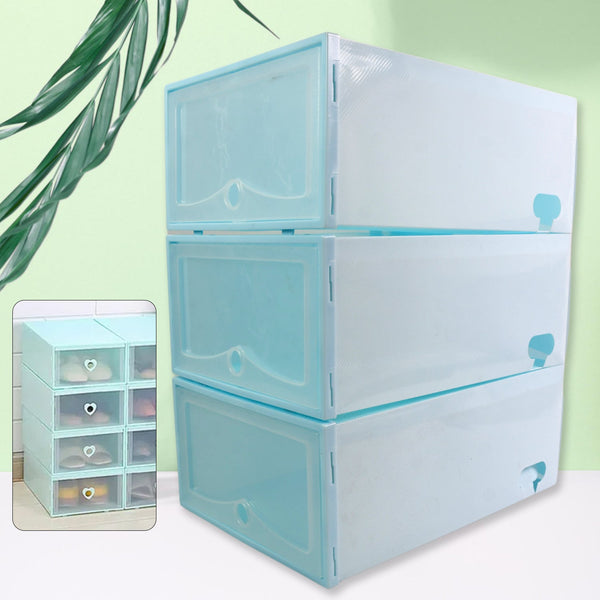 3 Layer Plastic Shoes Storage Box, Stackable Shoe Storage (1 Set / 3 Layer Set) - justgrabit.in | Just Grab It
