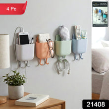 Multi - Purpose Plastic Wall Mounted Mobile Charging Holder Set (4 Pc) - justgrabit.in | Just Grab It
