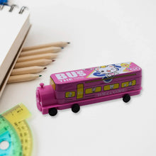 Double Decker Metal Bus Compass Case – 2 - Layer with Movable Wheels & Sharpener for Kids - justgrabit.in | Just Grab It