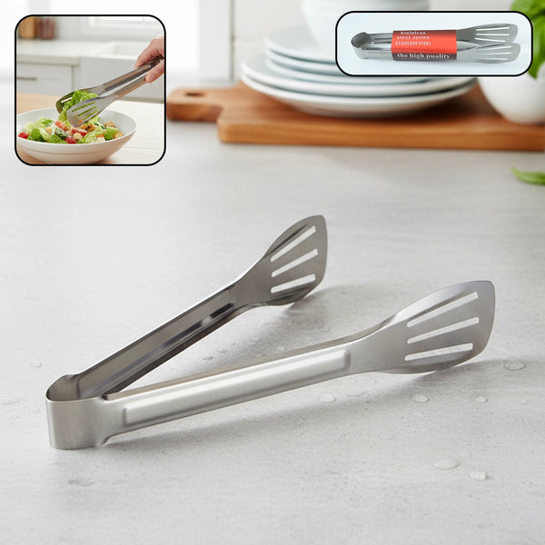 Stainless Steel Kitchen Serving Tongs (1 Pc) - justgrabit.in | Just Grab It