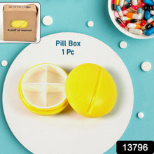 Portable Round Shape 4 Compartments Pill Box (1 Pc / With Brown Box) - justgrabit.in | Just Grab It