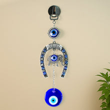 Decorative Evil Eye Hanging with Elephant and Horseshoe Motif, Wind Chime (1 Pc) - justgrabit.in | Just Grab It