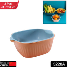 Plastic Washing Bowl & Strainer Basket for Kitchen (Set of 2) - justgrabit.in | Just Grab It