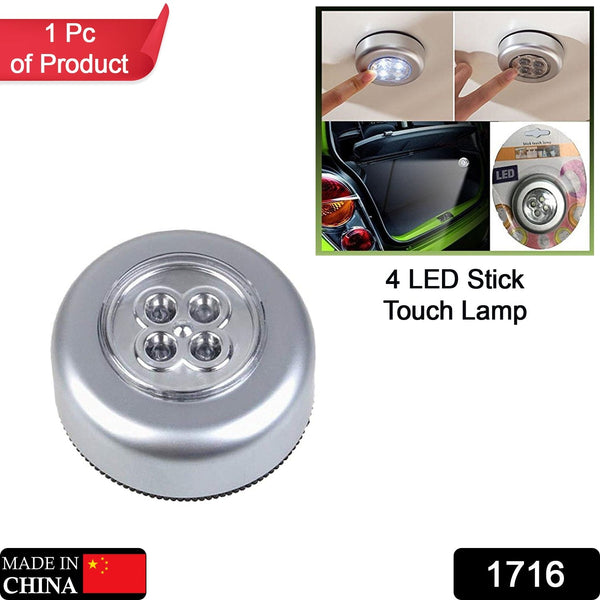 4 LED Battery - Powered Wireless Night Light Stick Tap Touch Lamp - justgrabit.in | Just Grab It