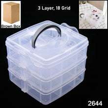 3 - Tier 18 Sections Transparent Stackable Adjustable Compartment Slot Plastic Craft Storage Box - Justgrabit Inc.