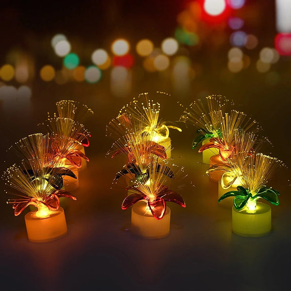 Fiber Optic Light, Mini Color Change LED Table Centerpieces, Light Up Candle, Diwali - Pack of 12 - Justgrabit Inc.