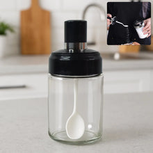 Transparent Glass Storage Jar with Built - in Spoon Approx 250ml - Justgrabit Inc.