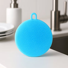 Sky Blue Silicone Dish Scrubber Sponge Mildew Free, Non Stick, Heat Resistant - justgrabit.in | Just Grab It