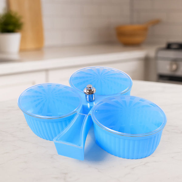 Premium 3 - Compartment Revolving Dry Fruit Box (1 Pc) - justgrabit.in | Just Grab It