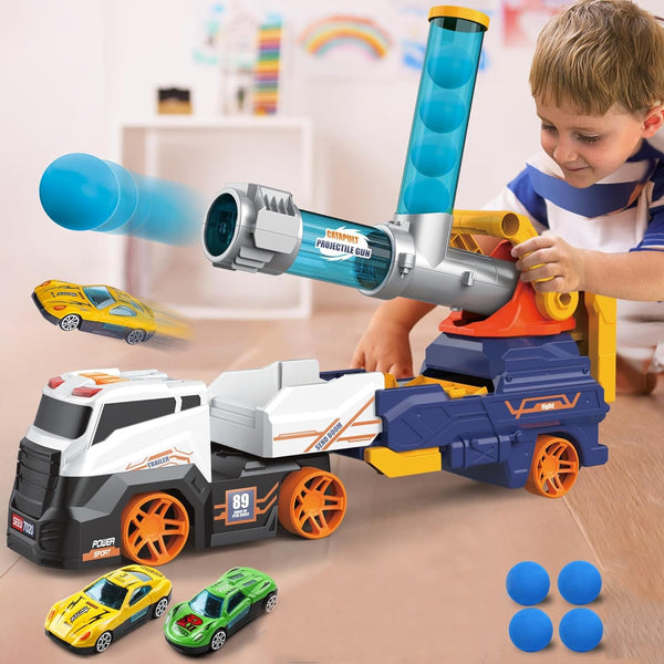 Large Truck Toys Include 2 Racing Cars+4 Ball, Light & Sounds (Battery Not Included) - justgrabit.in | Just Grab It