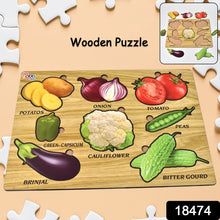 Wooden Vegetable Puzzle Learning Educational Board (1 Set / 28×20 Cm) - justgrabit.in | Just Grab It