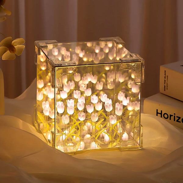 Cube Tulip Night Lamp | Led Decorative Nights Lamp (Multicolor & Design / 1 Set) - justgrabit.in | Just Grab It