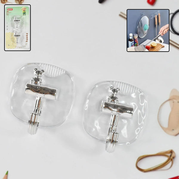 Large Plastic Self Adhesive Wall Hooks (2 Pc) - Justgrabit Inc.
