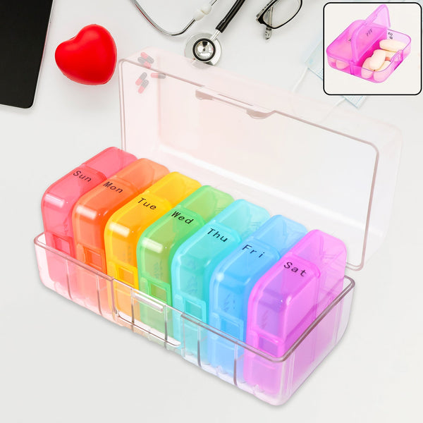 Weekly 7 Day Rainbow Color Pill Organizer Box - justgrabit.in | Just Grab It
