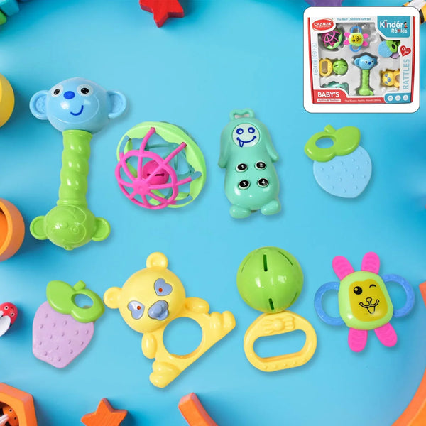 Kinder Rattles Classic Store Plastic Non - Toxic Shake and Grab Ball Baby Rattles & Teethers (8 Pcs Set) - justgrabit.in | Just Grab It