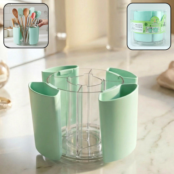 Multipurpose 5 Compartment Rotating Pen Holder (1 Pc) - justgrabit.in | Just Grab It