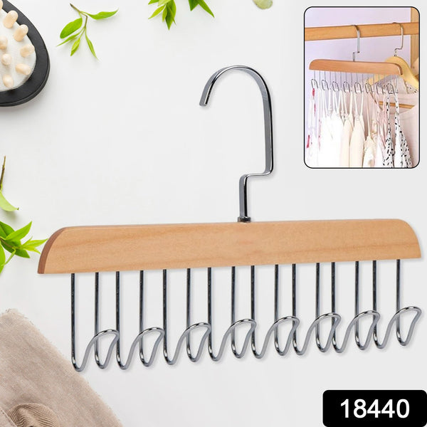 Space Saving 8 Hooks Wooden Hangers (1 Pc) - justgrabit.in | Just Grab It
