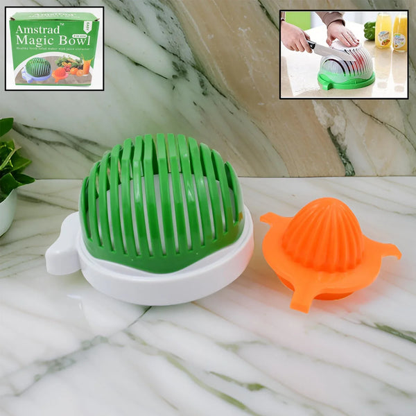 2 In 1 Salad Cutter Bowl with Lemon Squeezer Citrus Juicer (1 Pc) - Justgrabit Inc.