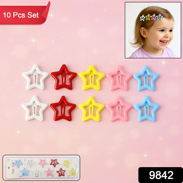 Metal Printed Star Shape Hair Clips (10 Pcs Set) - Justgrabit Inc.