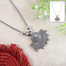 Oxidised Silver - Tone Traditional Long Necklace (1 Pc) - justgrabit.in | Just Grab It