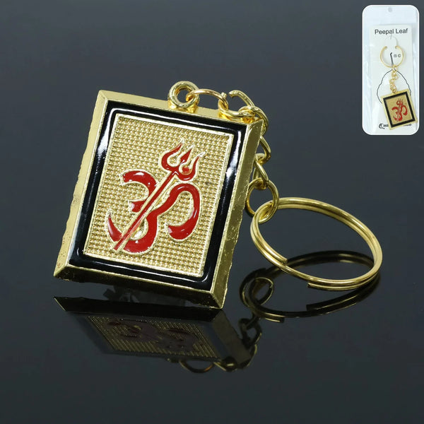 Om Trishul Symbol Golden Keychain (1 Pc) - justgrabit.in | Just Grab It