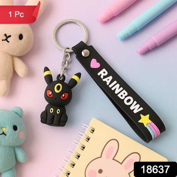 Cute Cartoon Silicone 3D Key Chain with Metal Hook & Strap (Pack of 1 / Mix Design) - justgrabit.in | Just Grab It