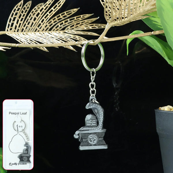 Shivling with Snake Design Silver Keychain (1 Pc) - justgrabit.in | Just Grab It