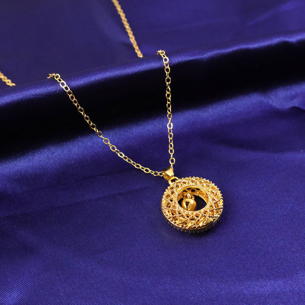 Traditional Gold - Tone Round Jhumka Pendant Chain Necklace (1 Pc) - justgrabit.in | Just Grab It