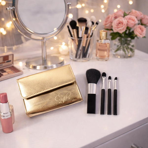 4 in 1 Professional Makeup Brush Set with Premium Storage Pouch (1 Pc) - justgrabit.in | Just Grab It