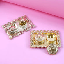 Ornate Rectangular Pooja Thali Tray - (1 Pc) - justgrabit.in | Just Grab It