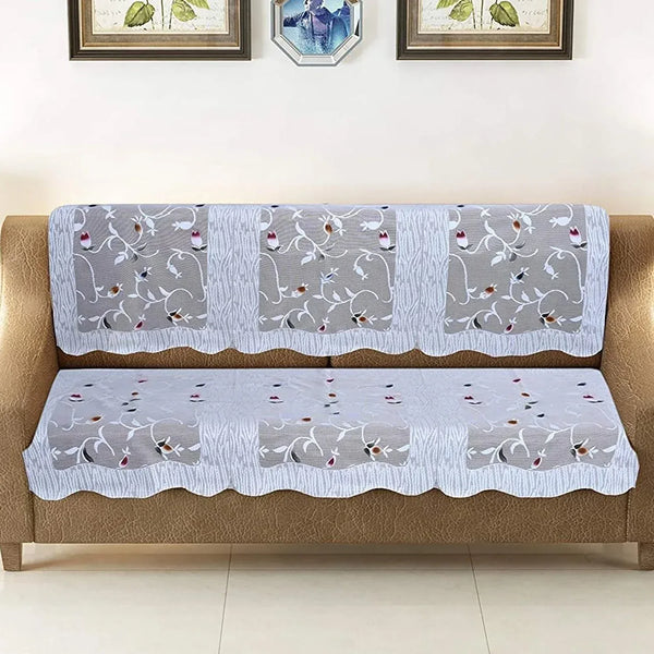 Elegant Floral Sofa Protector Runner - (1 Pc / 139x28 Inch) - justgrabit.in | Just Grab It
