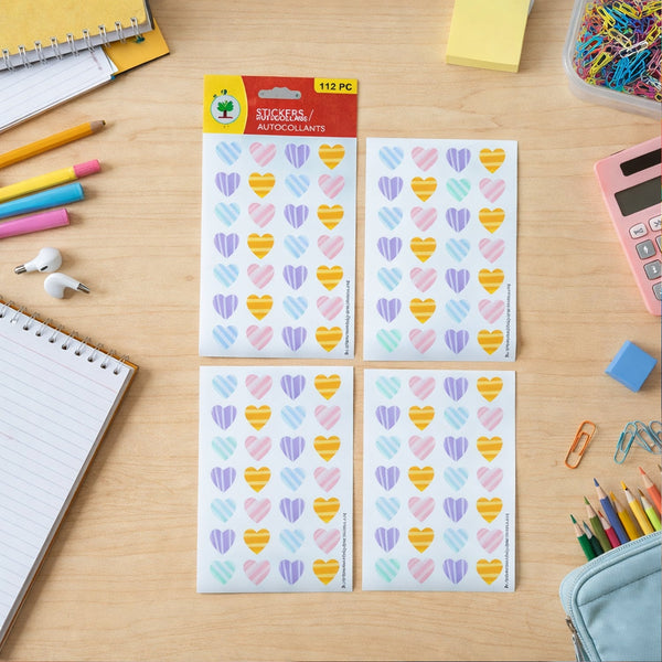 Colorful Heart Shape Decorative Sticker Set (4 Sheets, 112 Pc) - justgrabit.in | Just Grab It