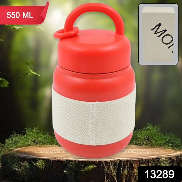 Stainless Steel Mug / Bottle Vacuum Insulated Cup With Handle & Rubber Grip (550 ML) - justgrabit.in | Just Grab It