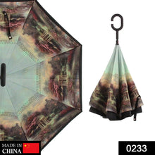 Printed Travel Windproof Umbrella (Reverse Umbrella) - Justgrabit Inc.