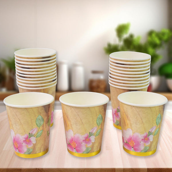 Disposable Paper Cups, Disposable Tea, Coffee Cups (24 Pcs Set / Mix Color & Design) - justgrabit.in | Just Grab It