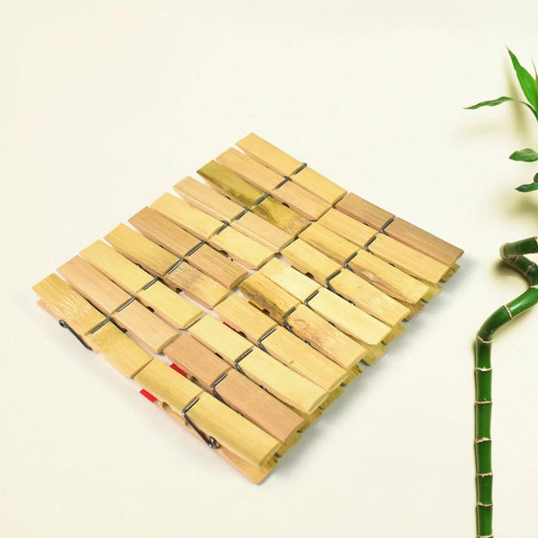 Heavy Duty Bamboo Wooden Cloth Clips / Pegs (20 Pcs Set) - justgrabit.in | Just Grab It