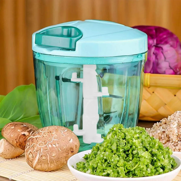 6 BLADE 2IN1 MANUAL FOOD CHOPPER, COMPACT & POWERFUL HAND HELD VEGETABLE CHOPPER (1000Ml) - Justgrabit Inc.