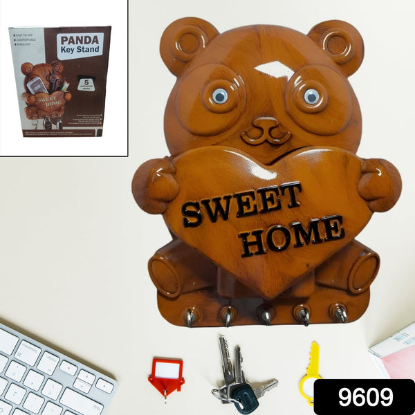 Cute Plastic Panda Key Holder, Wall Key Rack with 5 Hooks (1 Pc) - justgrabit.in | Just Grab It