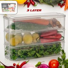 3 Fridge Storage Container, Fridge Organizer with Lid Stackable Fridge Storage Containers Plastic Freezer Storage Containers for Fish, Meat, Vegetables, Fruits, Pack of 3pcs, 1500ML Approx - Justgrabit Inc.