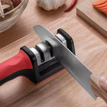 Manual Red & Black Knife Sharpener 3 Stage Sharpening Tool for Ceramic Knife and Steel Knives. - Justgrabit Inc.