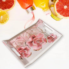 Plastic Rectangular Shape Flower Printed Design Serving Tray 3 pcs Home and Kitchen Use (3 pcs set) - Justgrabit Inc.