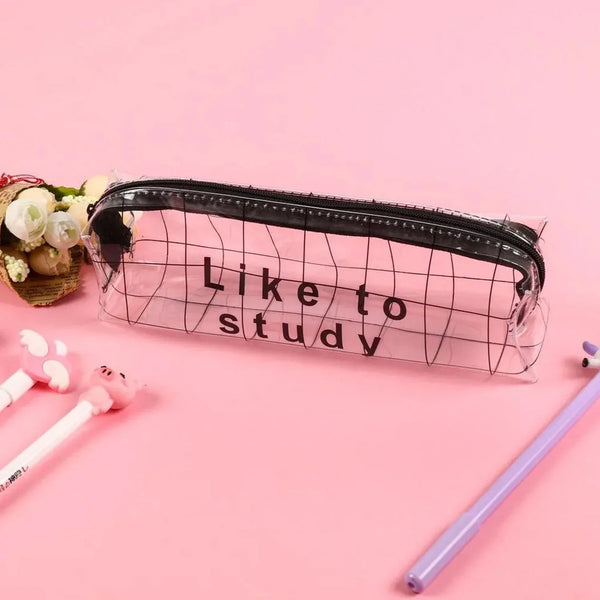 Transparent Pencil Pouch With Zipper (1 Pc) - justgrabit.in | Just Grab It