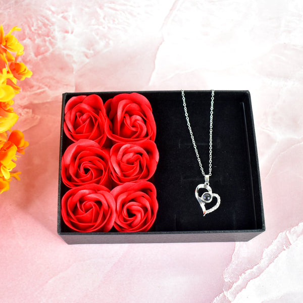 Rose Flower Gift Box, Handmade Eternal Rose I Love You Necklace, Valentine's Day - justgrabit.in | Just Grab It