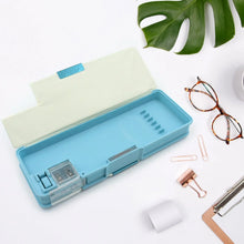 Plastic Multipurpose Compass Box – Double Deck Pencil Case with 2 Compartments & Cartoon Organizer (1 Pc, Mix Design) - Justgrabit Inc.