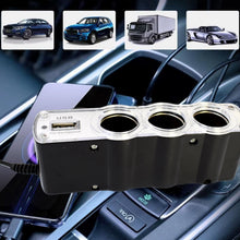 Triple 3 Way Car 12v Lighter Socket Splitter USB Charger Power Adapter - justgrabit.in | Just Grab It