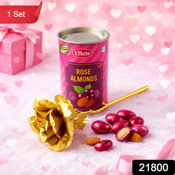 Golden Rose with Almonds chocolate Gift Set (1 Set) - justgrabit.in | Just Grab It