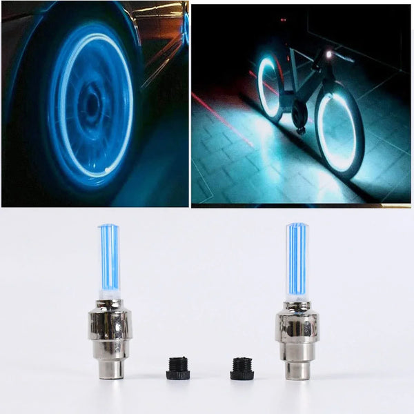 LED Flash Light lamp tyre Wheel Valve Sealing caps (2 Pc / Mix Color) - Justgrabit Inc.