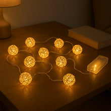 Battery Operated Rattan Ball String Decorative Fairy Lights - justgrabit.in | Just Grab It