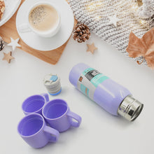 Vacuum Flask Set – Stainless Steel Thermos with 3 Cups, Approx 500ml - justgrabit.in | Just Grab It