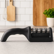 Manual Red & Black Knife Sharpener 3 Stage Sharpening Tool for Ceramic Knife and Steel Knives. - Justgrabit Inc.